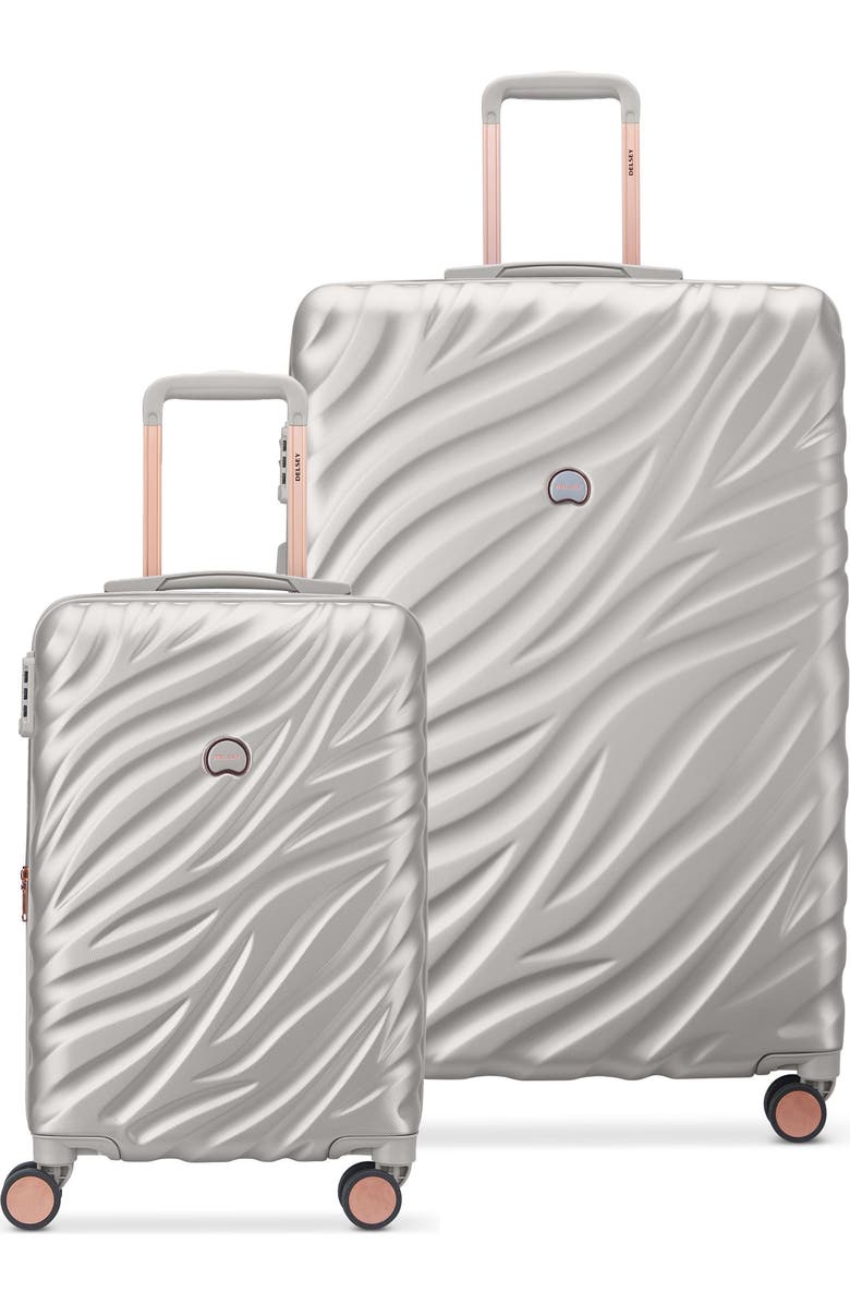 Delsey Paris Alexis Hardside 2-Piece (21"/29") Expandable Spinner Luggage Set, Main, color, Platinum/Rose Gold