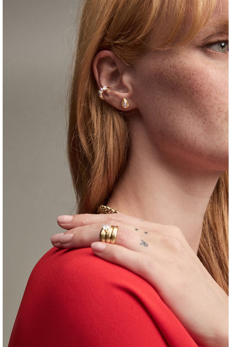 Groovy Lab Grown Diamond Pear Stud Earrings, Alternate, color, YELLOW GOLD