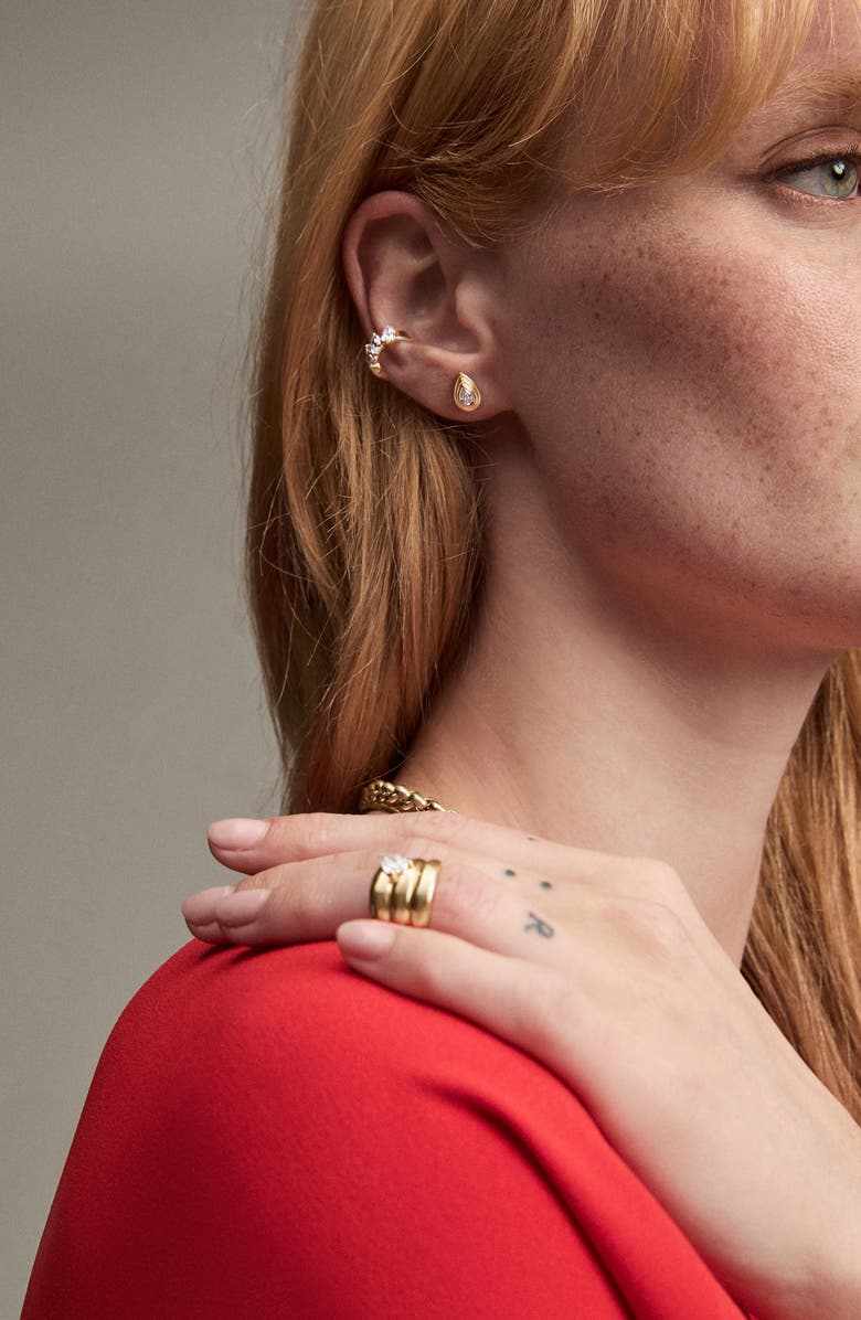 Adina Reyter Groovy Lab Grown Diamond Pear Stud Earrings, Alternate, color, Yellow Gold