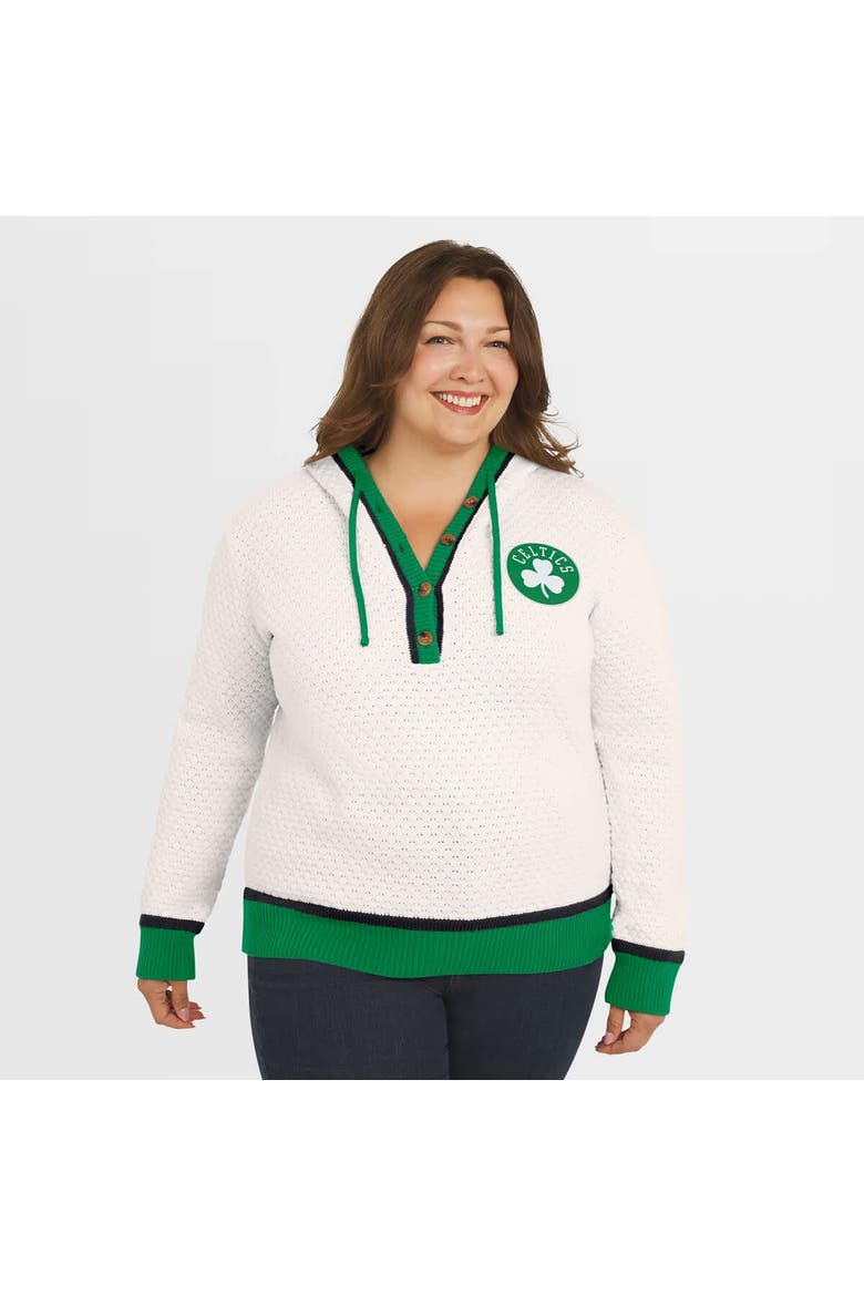 Women's WEAR by Erin Andrews Cream Boston Celtics Plus Size Hoodie Sweater, Alternate, color, Cream