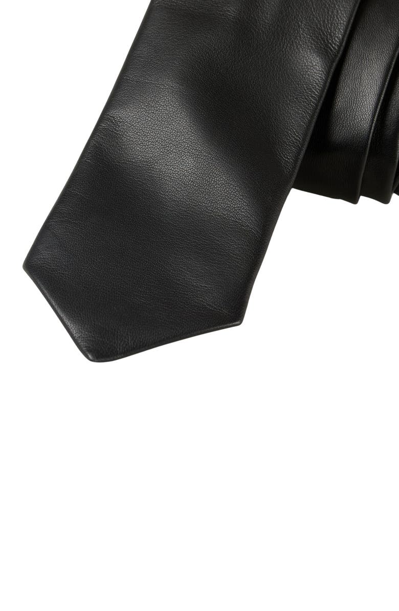 SANDRO Oversize leather tie, Alternate, color, Black