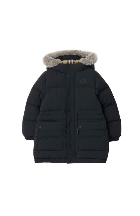 Faux Fur Trim Nylon Puffer Coat