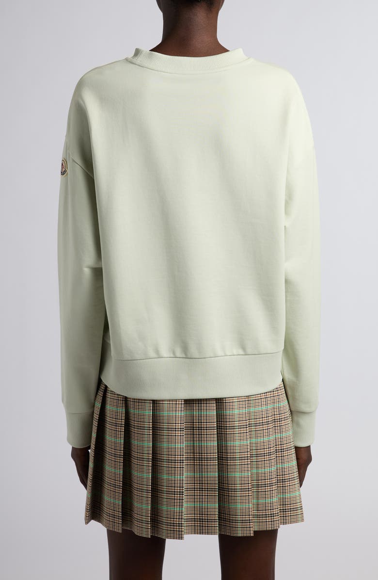 Moncler Logo Embroidered Cotton Fleece Sweatshirt, Alternate, color, Green