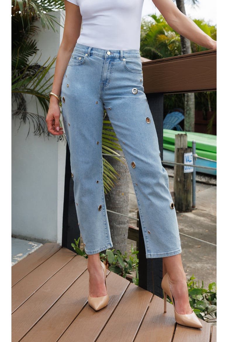 Quincey Grommet Barrel Jeans, Alternate, color, Light Blue