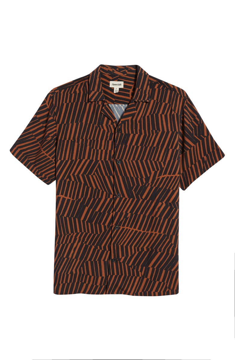 Open Edit Men's Short Sleeve Button-Up Camp Shirt, Alternate, color,