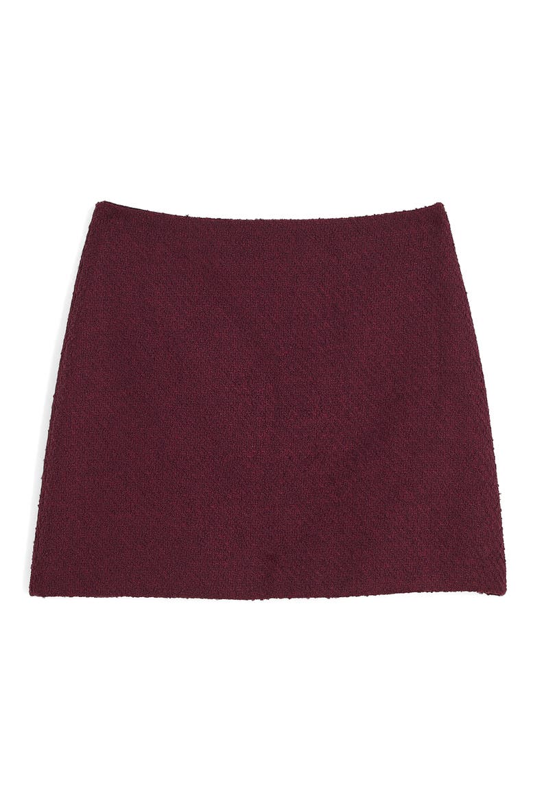 Tweed Miniskirt, Alternate, color, DARK POMEGRANATE
