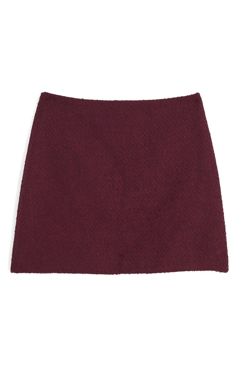 Madewell Tweed Miniskirt, Alternate, color, Dark Pomegranate