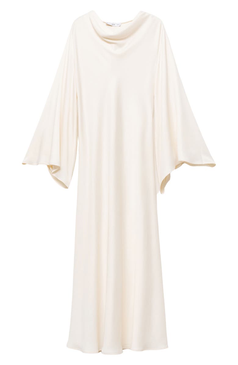 MANGO Cowl Neck Long Sleve Satin Maxi Dress, Alternate, color, 