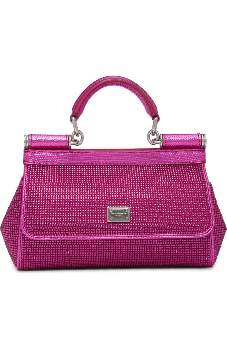 Dolce&Gabbana Small Sicily Satin & Rhinstone Handbag, Main, color,