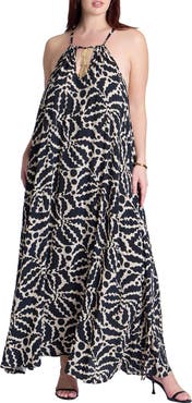 ELOQUII Hardware Detail Trapeze Maxi Dress