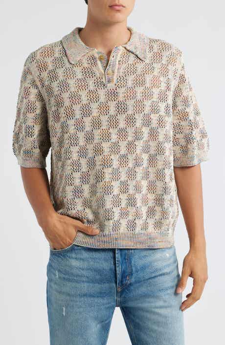 Corridor Cable Lace Open Knit Polo Sweater