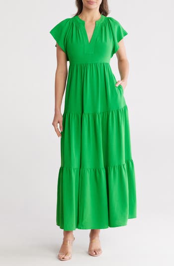 Calvin Klein Short Sleeve Tiered A-Line Maxi Dress | Nordstromrack