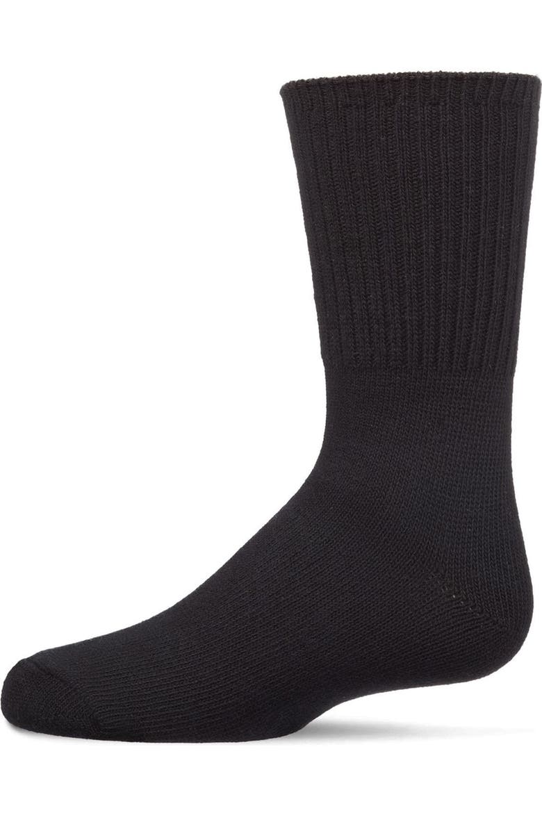 Kids Ribbed Moisture-Wicking Crew Socks, Main, color, Black
