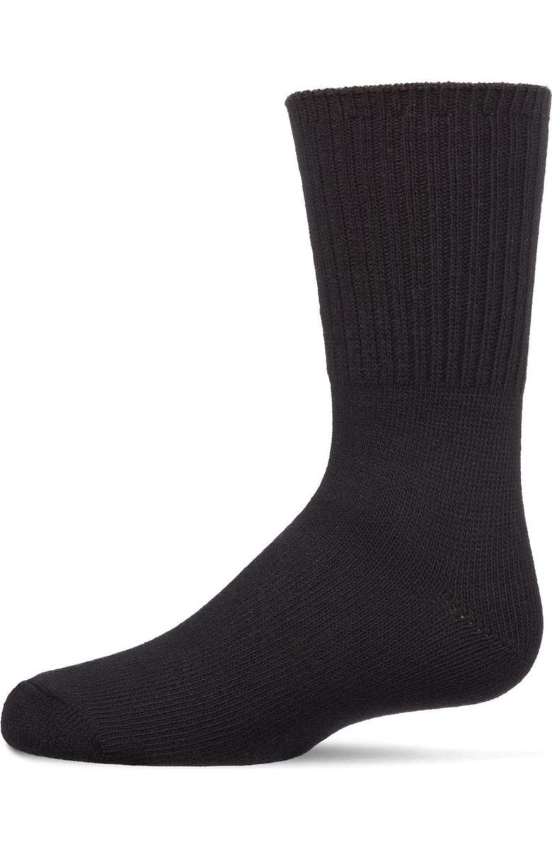 MeMoi Kids Ribbed Moisture-Wicking Crew Socks, Main, color, Black