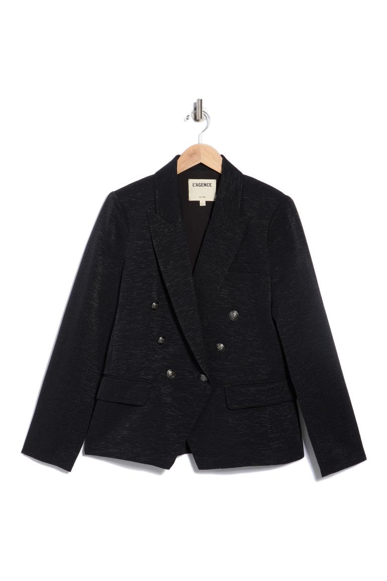 Kenzie Double Breasted Blazer, Alternate, color, BLACK/ BRUSHED GUNMETAL