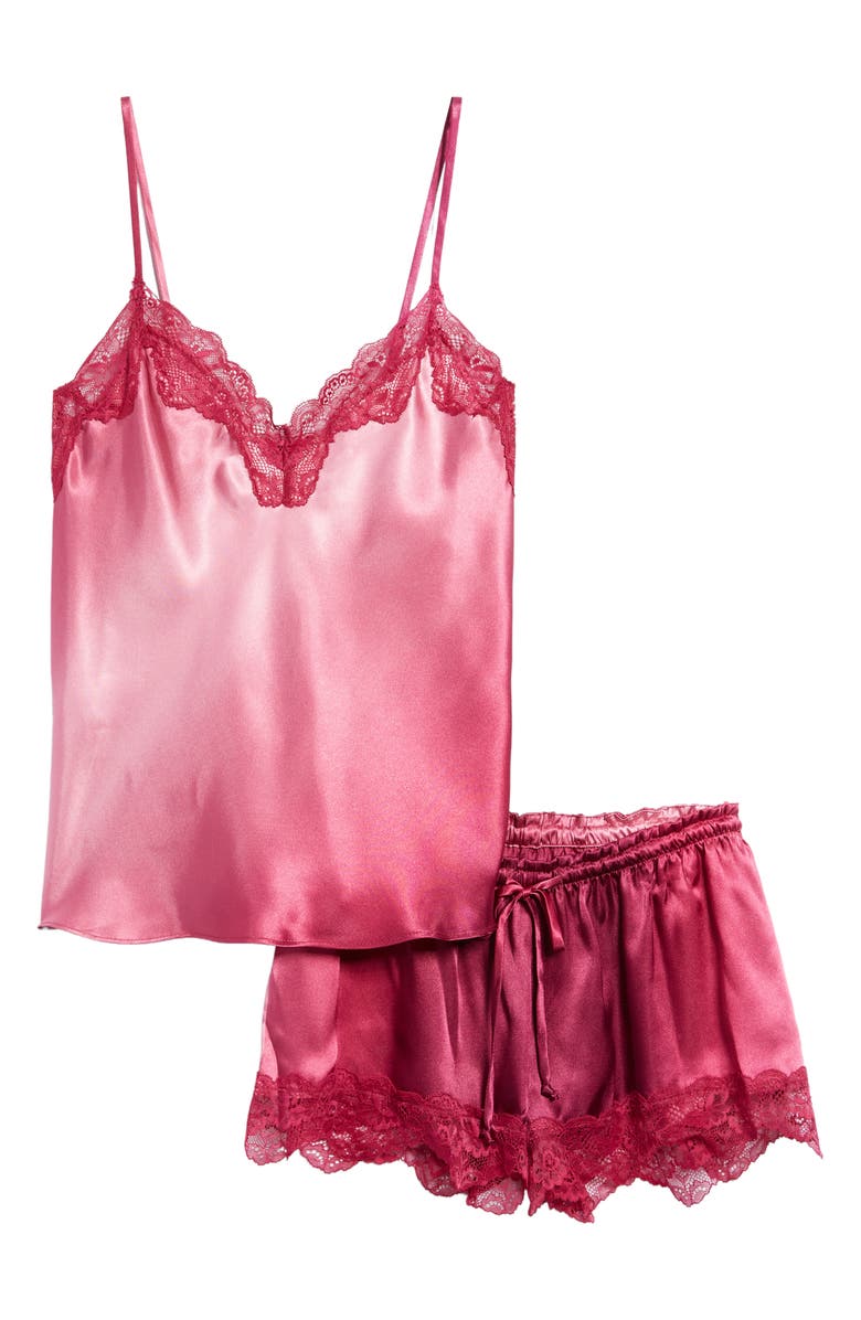 In Bloom by Jonquil Zamira Lace Trim Ombré Satin Short Pajamas, Alternate, color, 