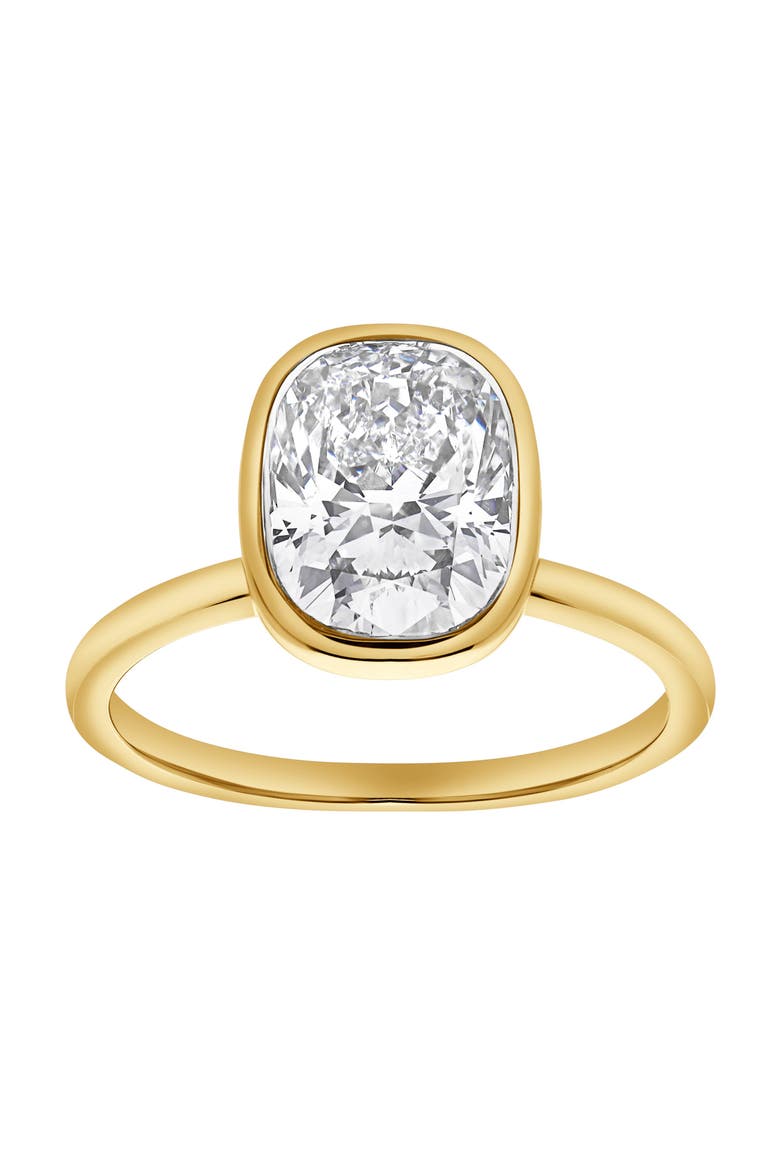 Novae 3CT Cushion Cut Bezel Lab Diamond Engagement Ring 14K Gold, Main, color, 14K Yellow Gold