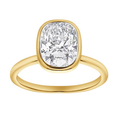 Novae 2.5CT Cushion Cut Bezel Lab Diamond Engagement Ring 14K Gold