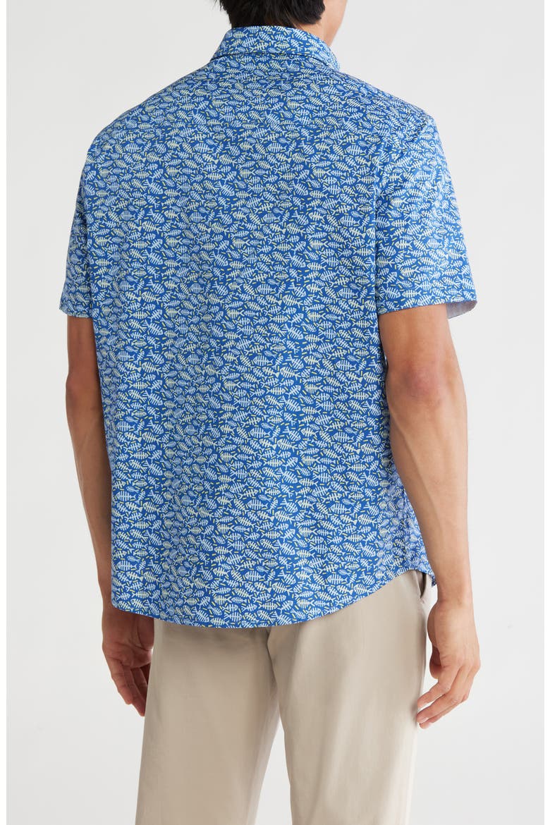 Short Sleeve Cotton Button-Down Shirt, Alternate, color, NAVY