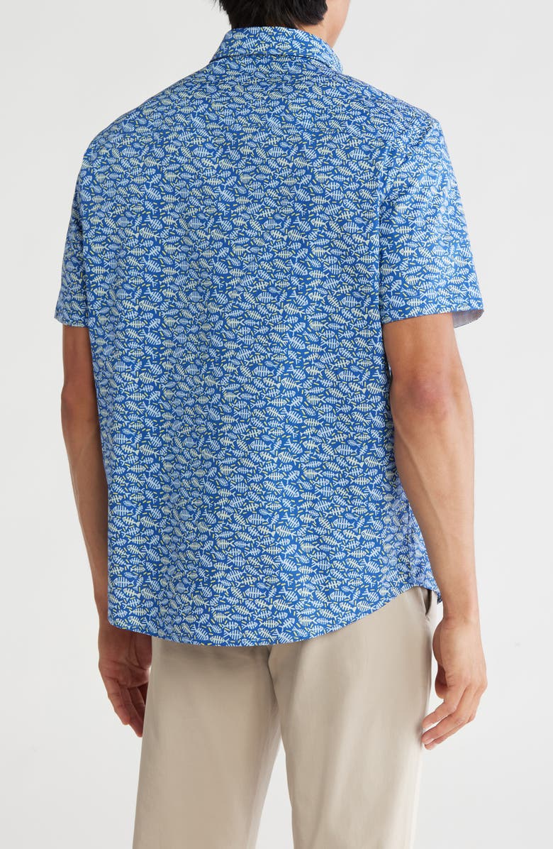 Johnston & Murphy Short Sleeve Cotton Button-Down Shirt, Alternate, color, 