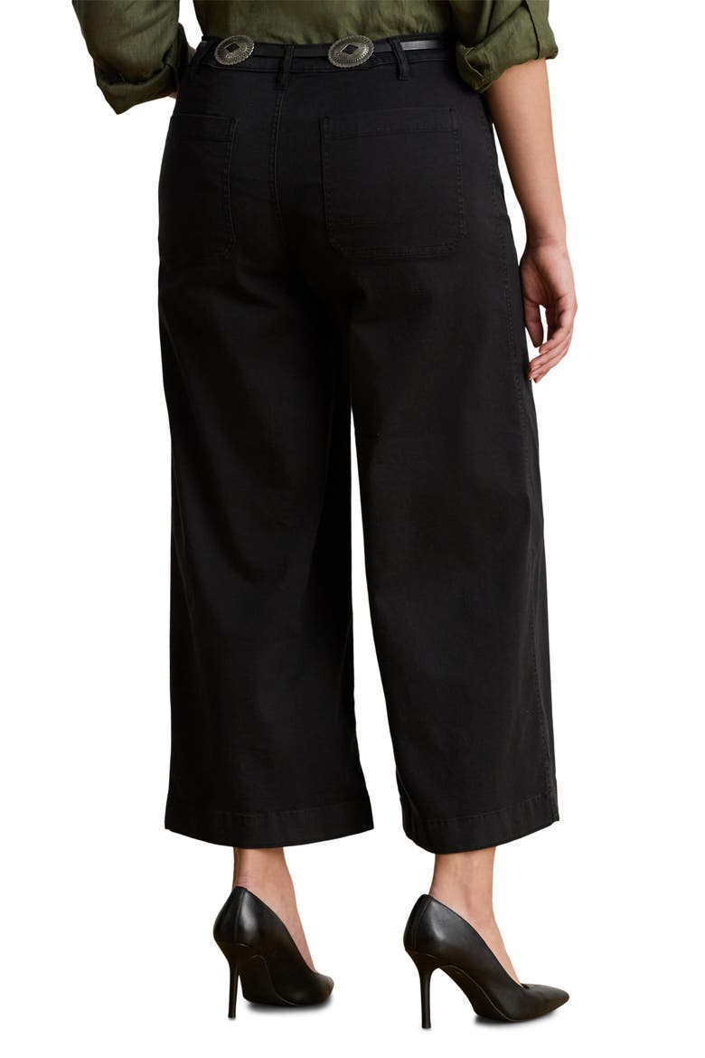 Patch Pocket Crop Wide Leg Twill Chinos, Alternate, color, BLACK