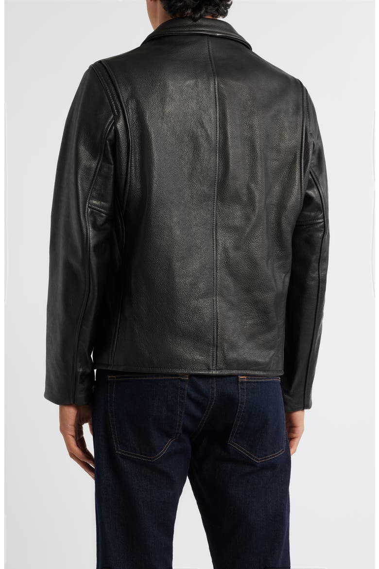 Pebbled Leather Jacket, Alternate, color, BLACK