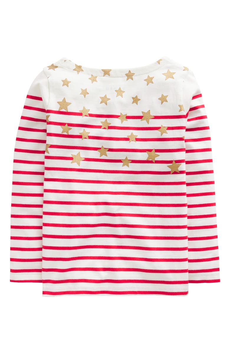 Mini Boden Kids' Breton Stripe & Stars Long Sleeve Cotton T-Shirt, Alternate, color,