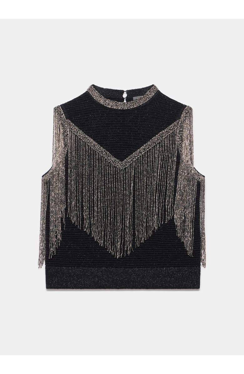 MINT VELVET Embellished Fringe Detail Top, Alternate, color, Black