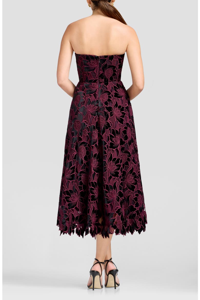 Briella Jacquard Floral Strapless Fit & Flare Dress, Alternate, color, DEEP PLUM MULTI
