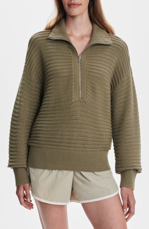 Tara Pointelle Half Zip Sweater