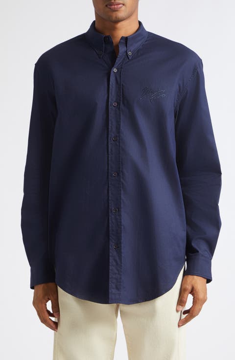 Cotton Jacquard Button-Up Shirt