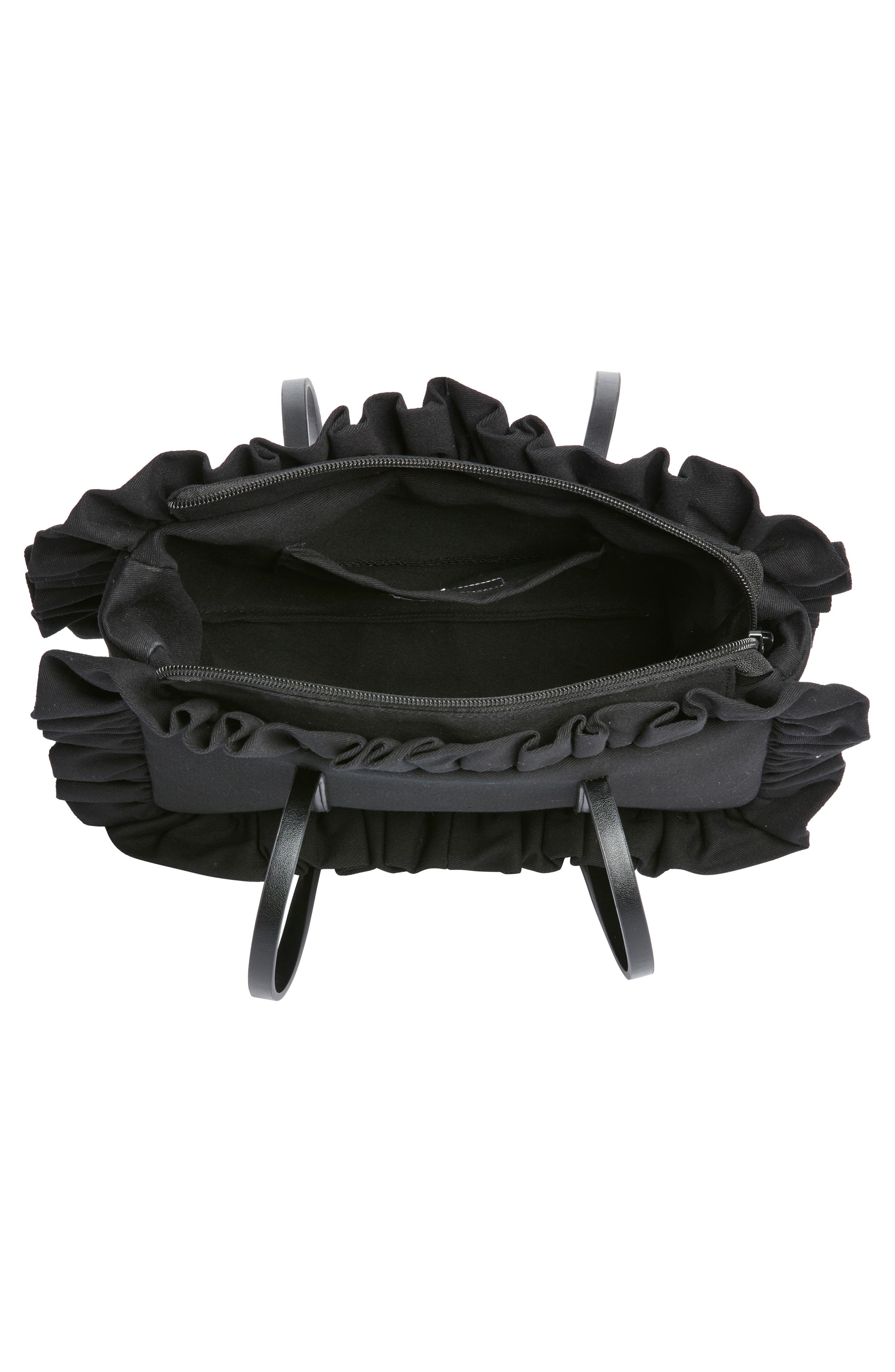 Baggy London Ruffle Twill Bowler Bag, Alternate, color, Black