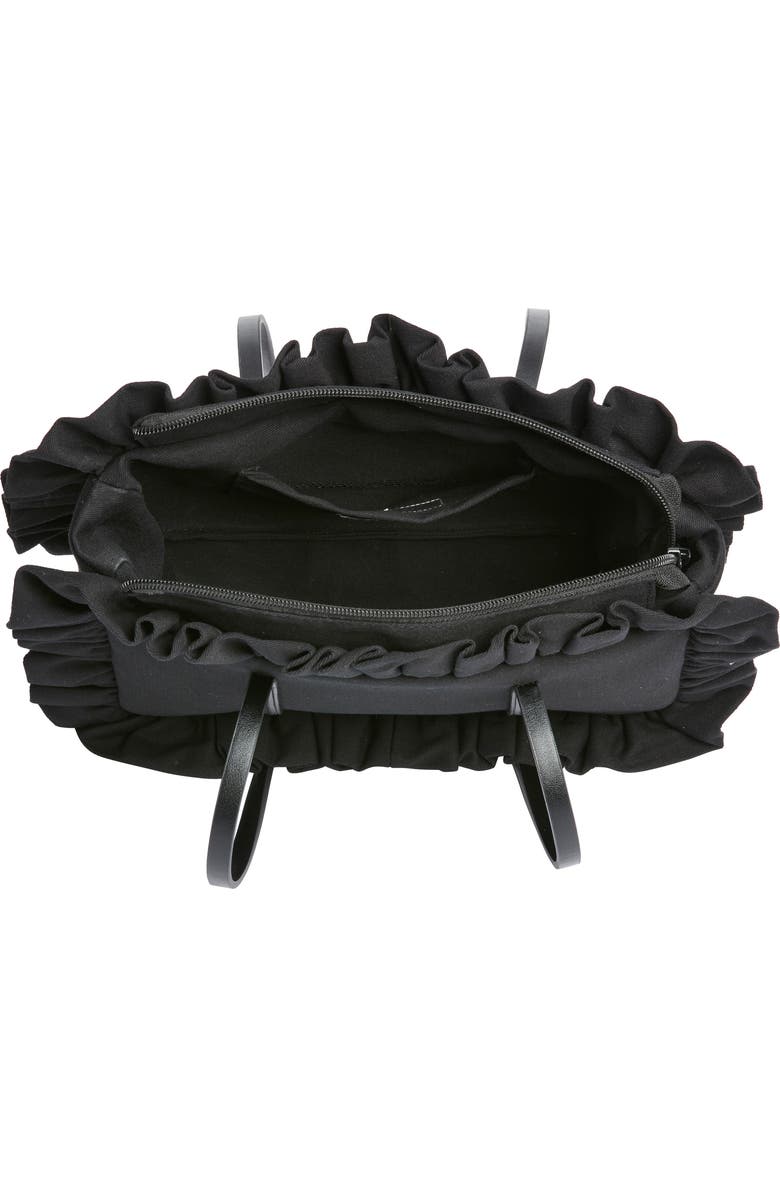 Baggy London Ruffle Twill Bowler Bag, Alternate, color, Black