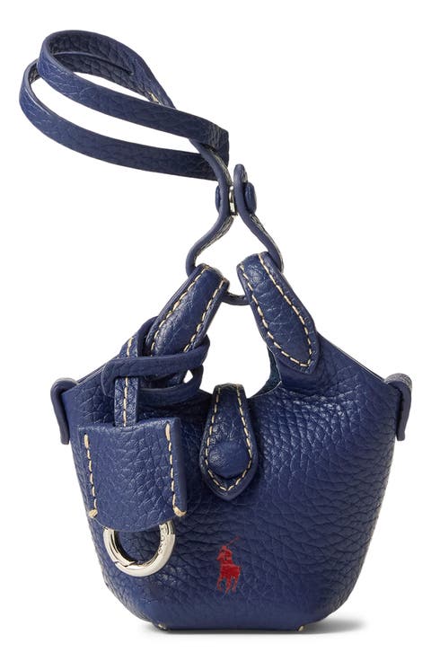 Pebbled Leather Micro Tote Bag Charm