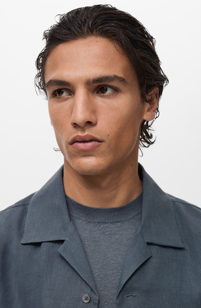 MANGO Long Sleeve Linen Camp Shirt, Alternate, color, 