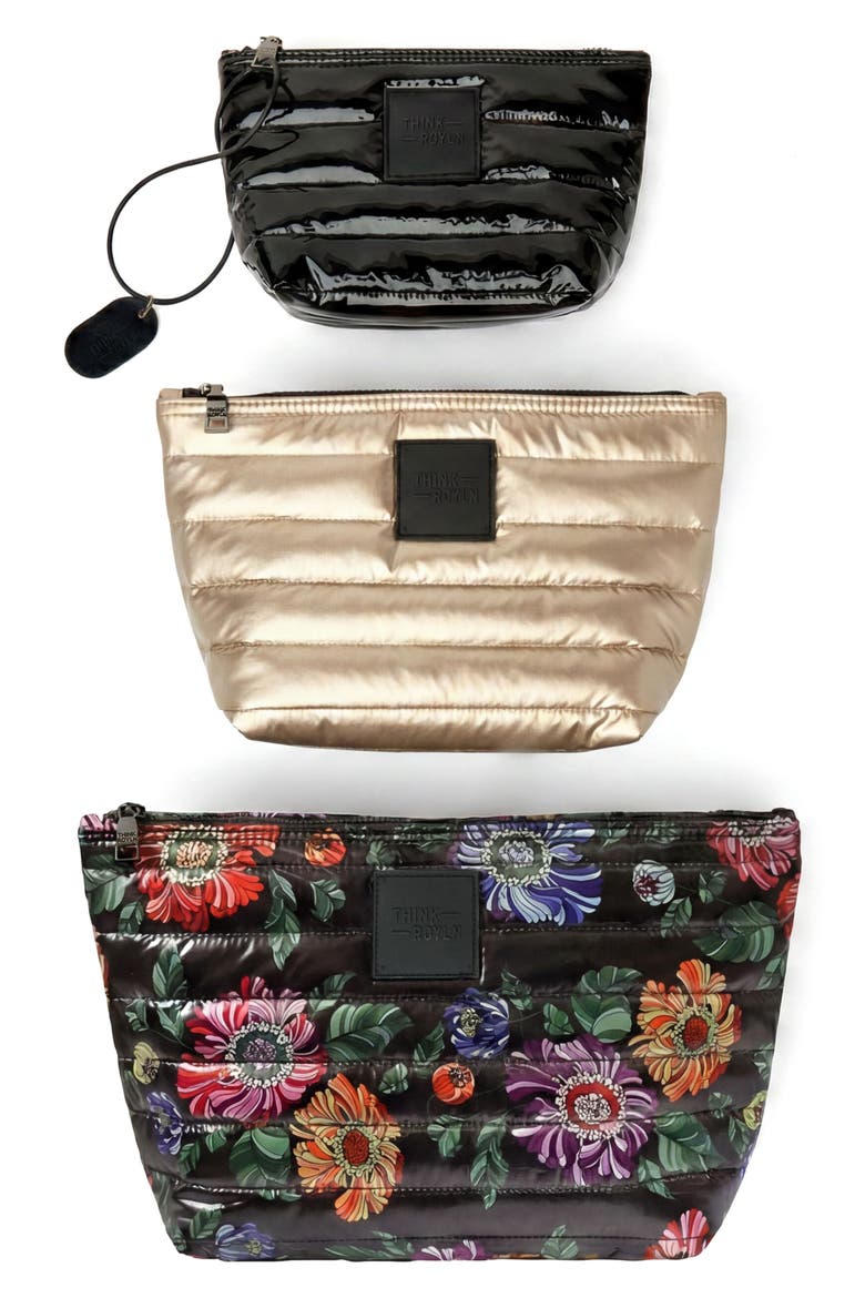Travel Trio 3-Piece Set, Alternate, color, BURGUNDY FLORAL PEARL BLACK