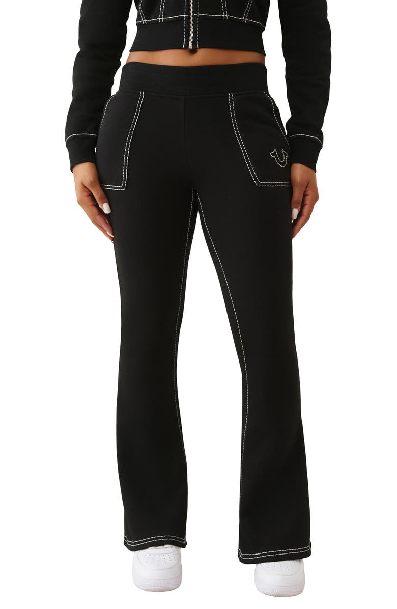 True Religion Big T Flare Sweatpants, Main, color, Jet Black