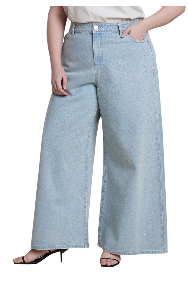 Embellished Rhinestone Jeans (plus), Main, color, LIGHT WASH