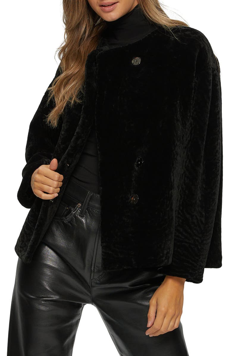 GORSKI Textured Genuine Shearling Jacket, Alternate, color, Black