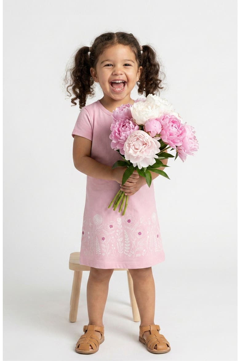 Organic Cotton Short Sleeve T-Shirt Dress & Biker Short 2-piece Set, Alternate, color, Ballet Pink