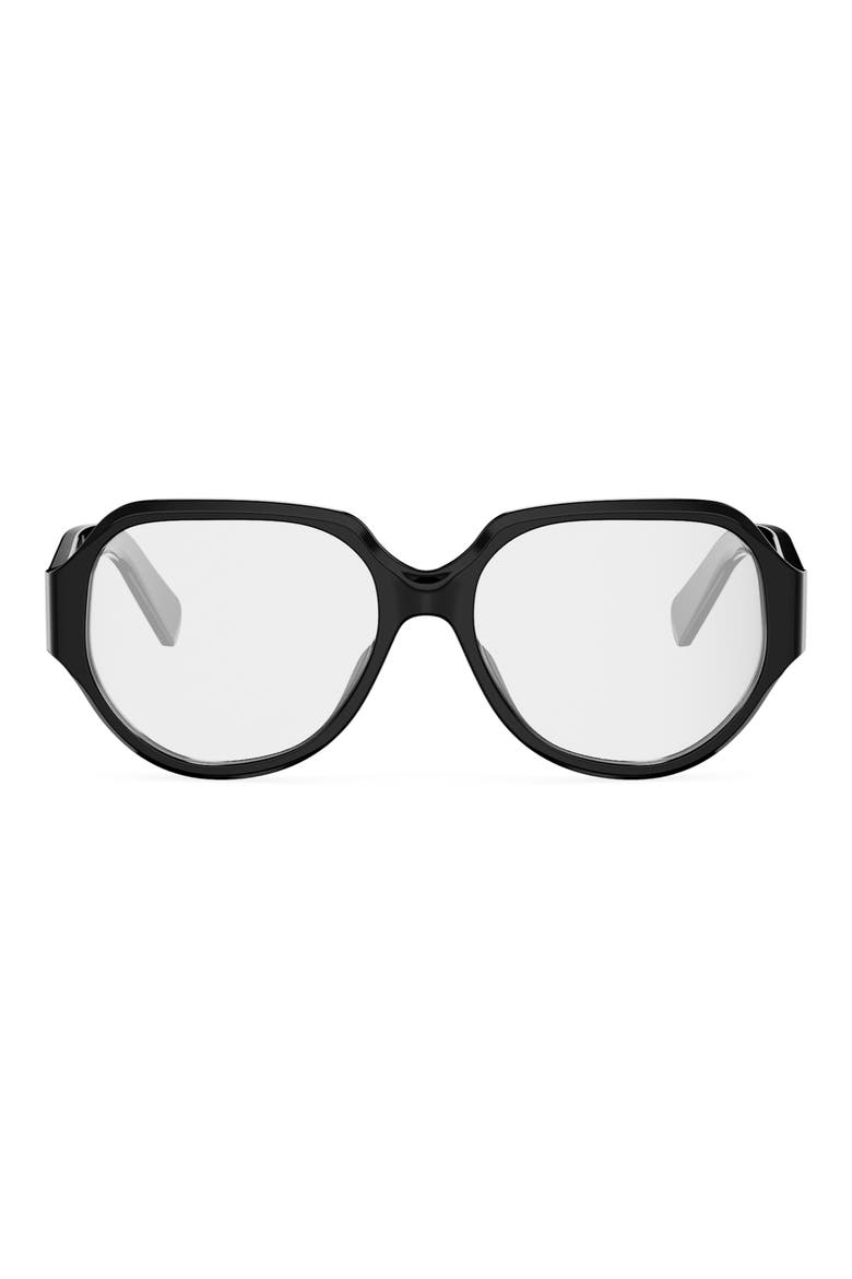 Triomphe 56mm Geometric Eyeglasses, Main, color, SHINY BLACK