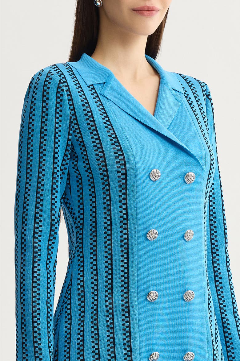 A-Line Faux Double Breasted Knit Dress, Alternate, color, Tranquil Blue