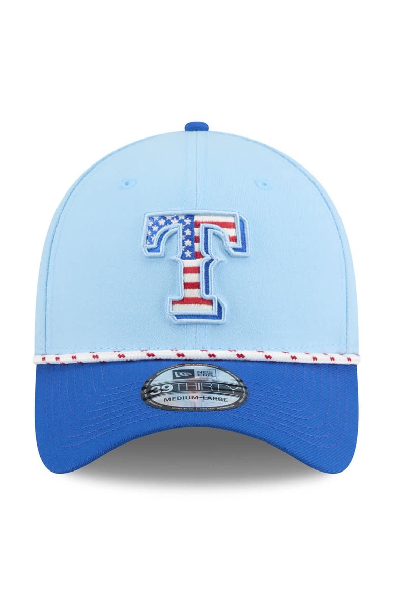 New Era Men's New Era Light Blue/Royal Texas Rangers 2025 Fourth of July 39THIRTY Flex Hat, Alternate, color,
