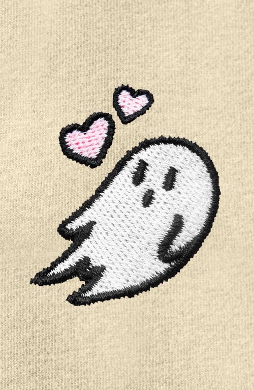 Dalix Heartly Ghost Zip Fleece Hoodie In Bone