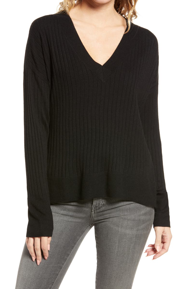 Treasure & Bond Ribbed V-Neck Sweater, Main, color, 