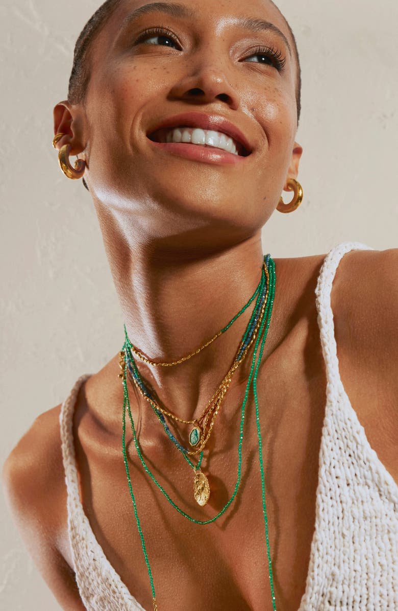 Monica Vinader Turquoise Saint Christopher Pendant Charm, Alternate, color, Yellow Gold