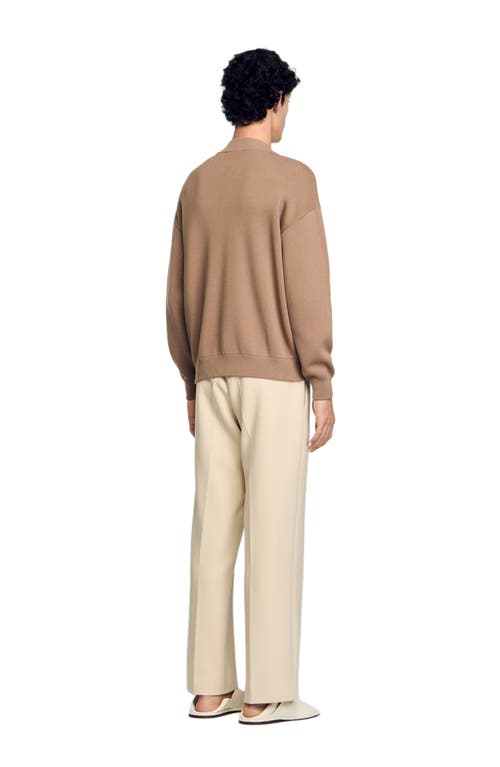 Sandro Knit Jacket In Dark Sand