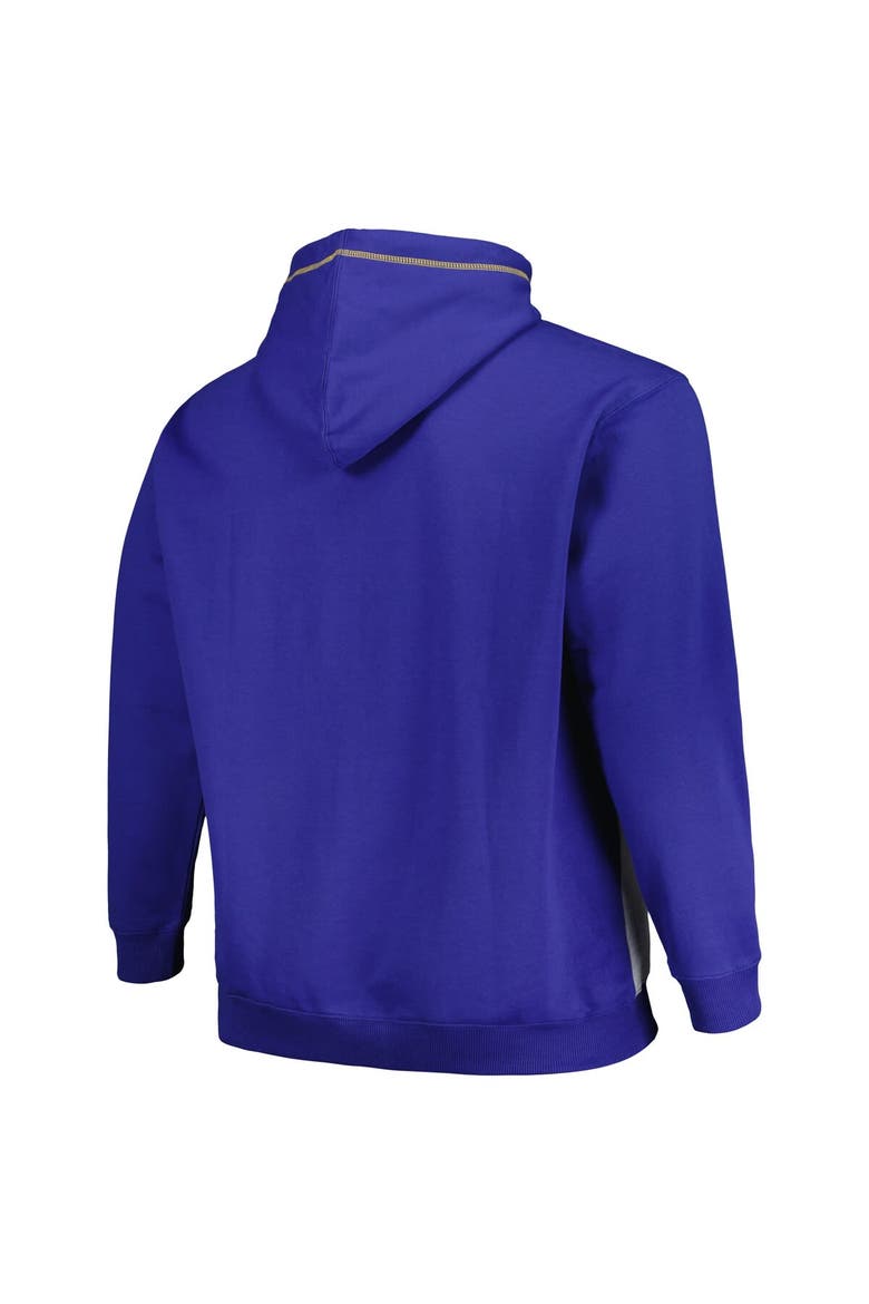 Men's Fanatics Branded Royal/Heather Gray Golden State Warriors Big & Tall Contrast Pieced Stitched Full-Zip Hoodie, Alternate, color, Royal