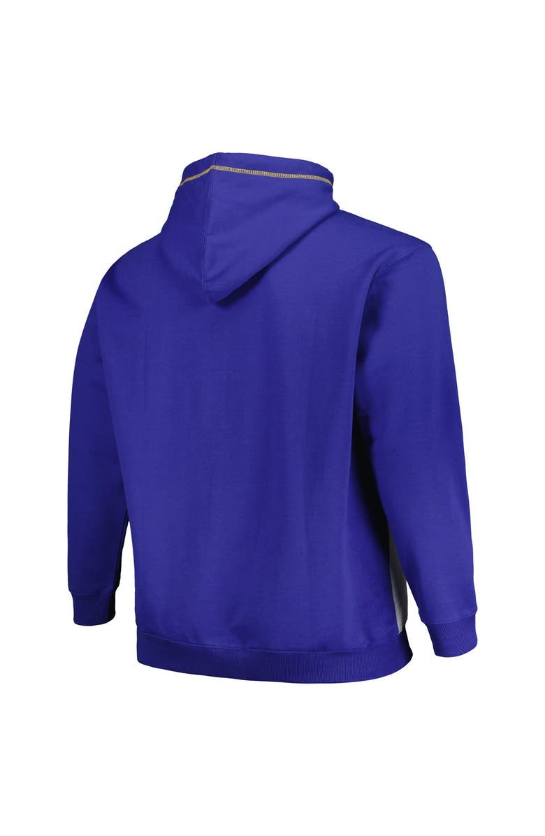 FANATICS Men's Fanatics Branded Royal/Heather Gray Golden State Warriors Big & Tall Contrast Pieced Stitched Full-Zip Hoodie, Alternate, color, Royal