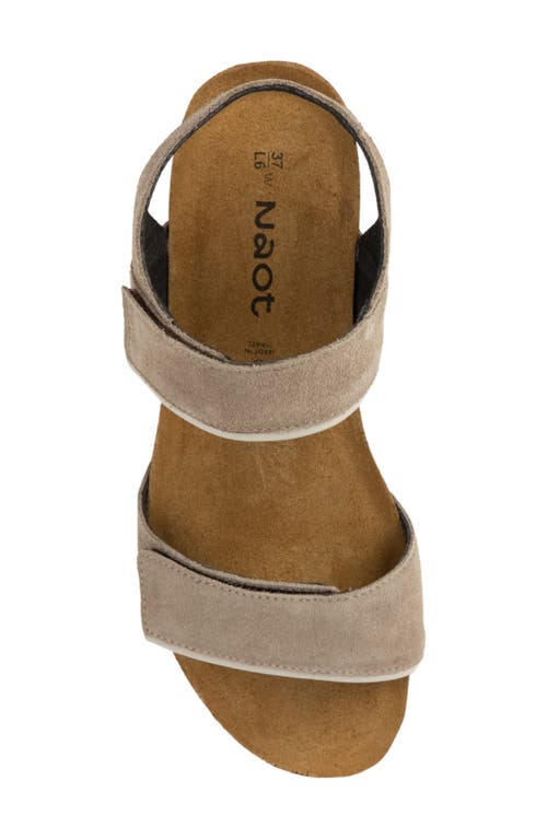 Naot Aisha Wedge Sandal In Almond Suede/soft Ivory